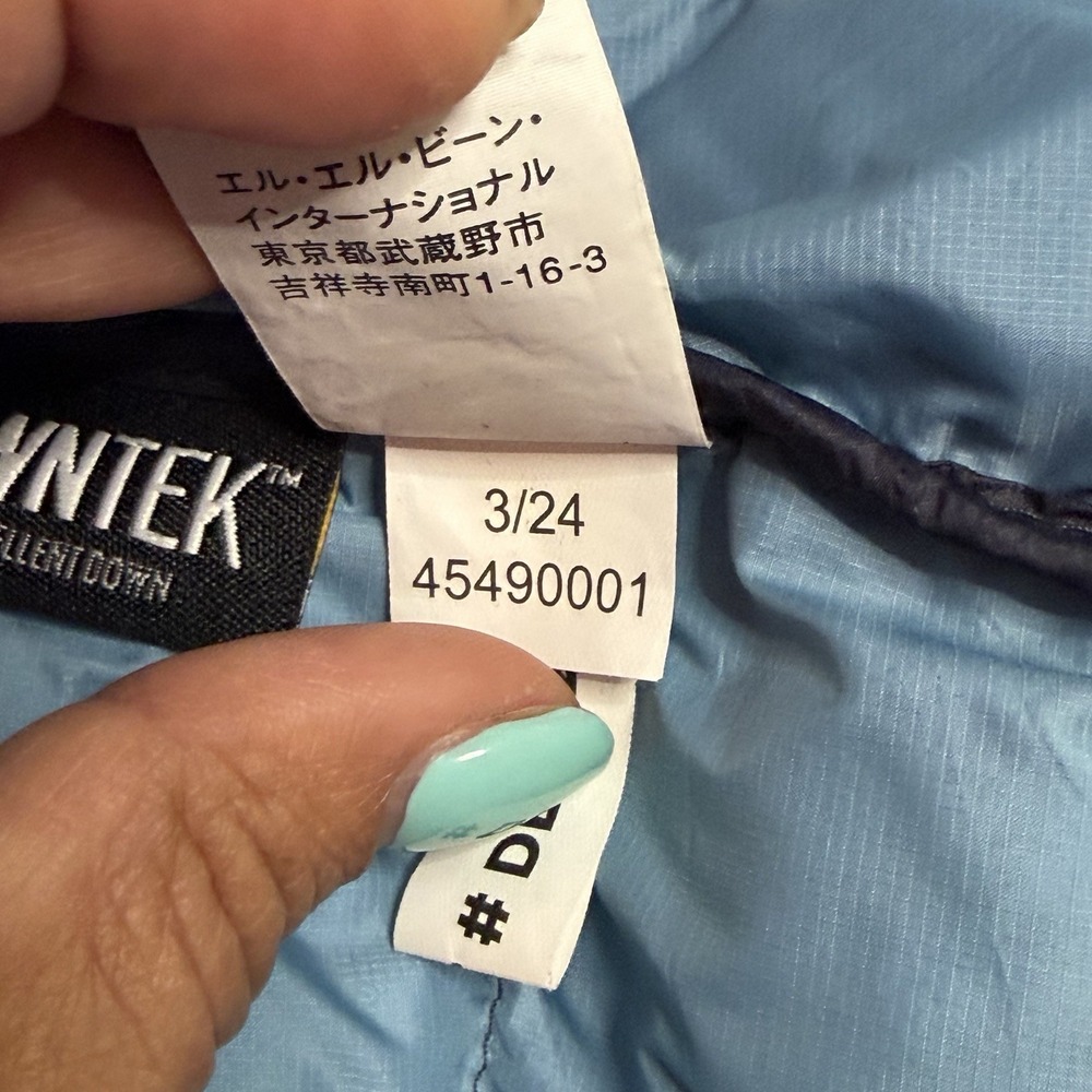 L.L. Bean 12-18 Month Ultralight 650 DownTek Jacket Navy Hooded Water Resistant - Picture 7 of 9